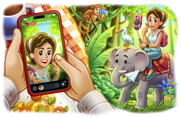 라이브 스토리, 반복 메시지, 선물 경매 등