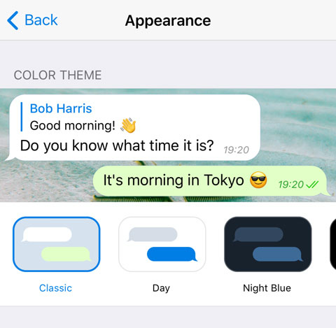 New theme picker on iOS